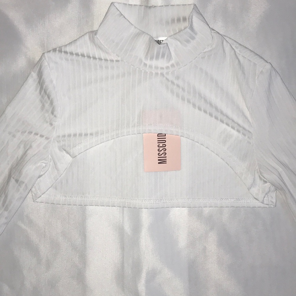 3/$15 High Neck Crop Top Wide Sleeves